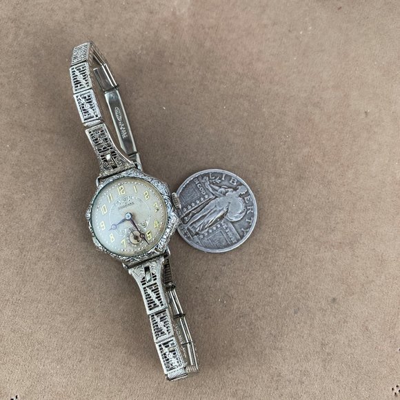 Antique Hallmark Hand Wind Mechanical Watch 15 Jewel Swiss Movement - Picture 7 of 9